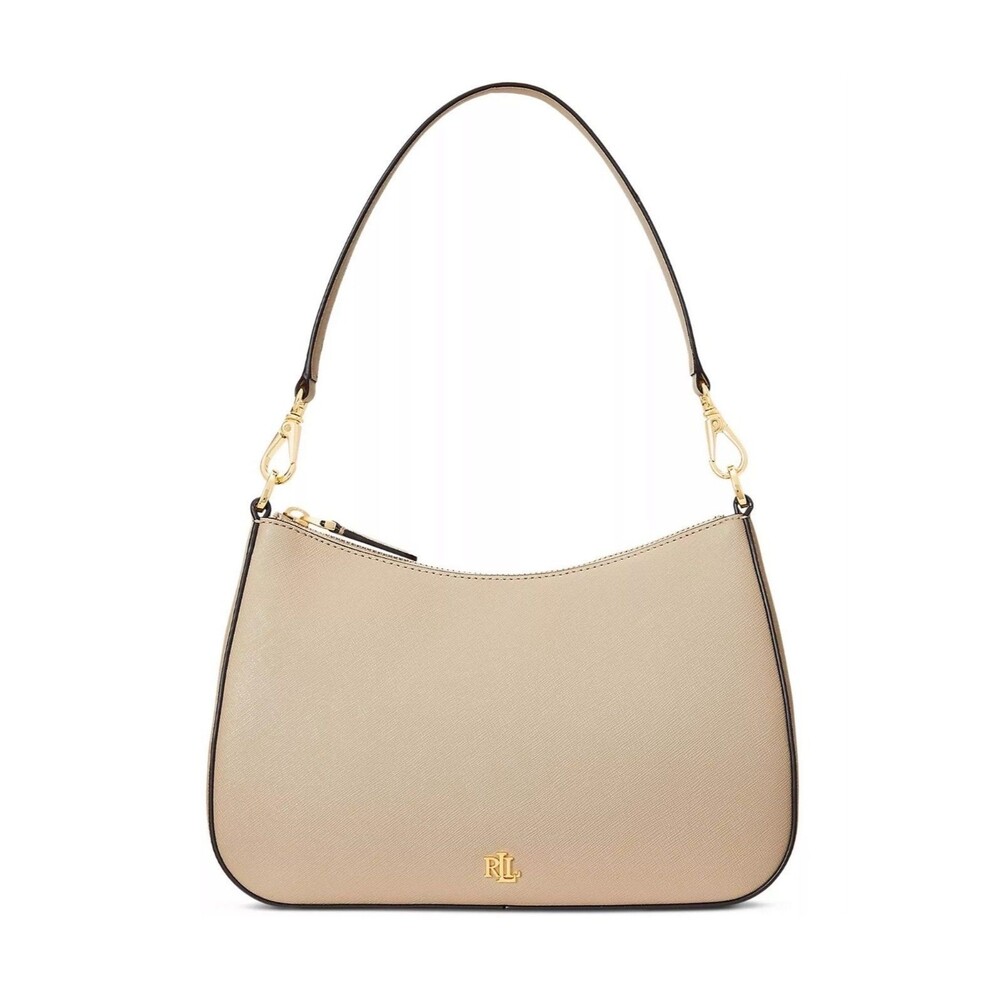 NWOT Ralph Lauren Danni 26 Crosshatch Leather Medium Shoulder Bag Birch Tan $225